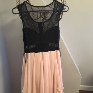 Arden B black mesh pink flowy dress
